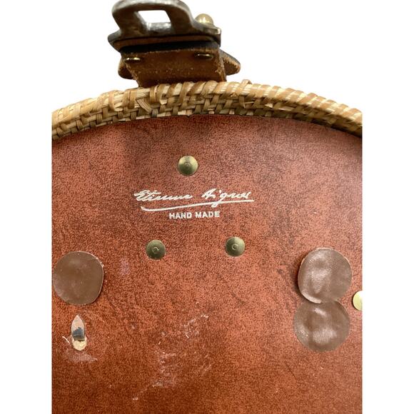 VTG Etienne Aigner Purse Women’s 1Size Wicker With Leather Trim & Studs Handmade - Picture 8 of 9